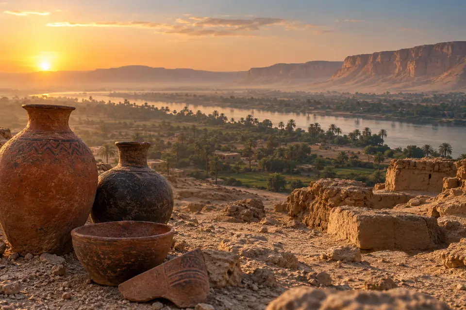 تصميم توضيحي مخصص لـ دير الشهيد العظيم مارجرجس المجمع بنقادة في مركز نقادة